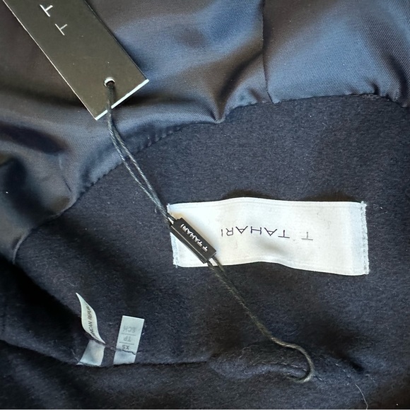 NWT T Tahari Wool Peacoat Classic Double Breast Military Coat,Navy/Gold XS, M - Picture 3 of 15